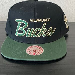 Mitchell & Ness Black Cap with Green Visor and Gold Trim